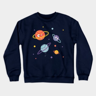 Cute Planets Cartoon Space Crewneck Sweatshirt